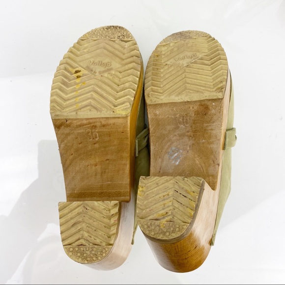 Sven Originals Kiltie Clogs Wood Platform Sole Tan - Picture 9 of 11